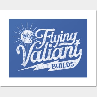 Flying Valiant Builds (Biker Style - Worn White on Blue) Posters and Art